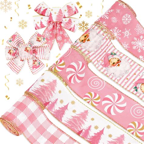 pink christmas wired ribbon|pink ribbon 1 2 inch.